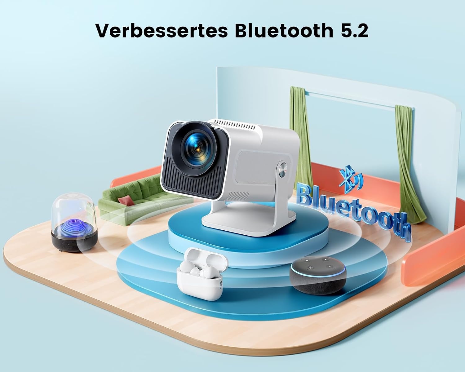 Mini Beamer Full HD 1080p WiFi6 Bluetooth 4K - 35% Korting