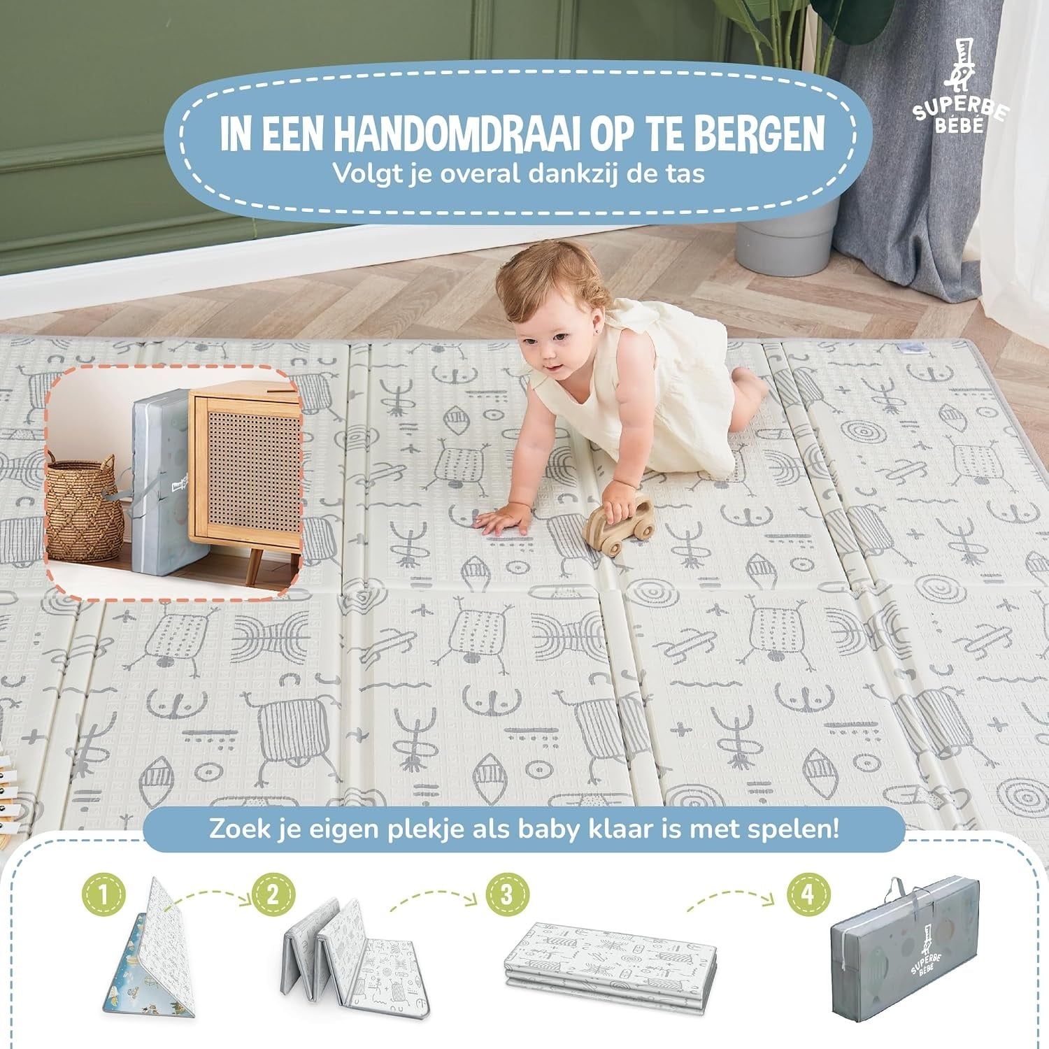 Baby Speelmat 150x180cm - Dik, Opvouwbaar & Veilig met 34% Korting!