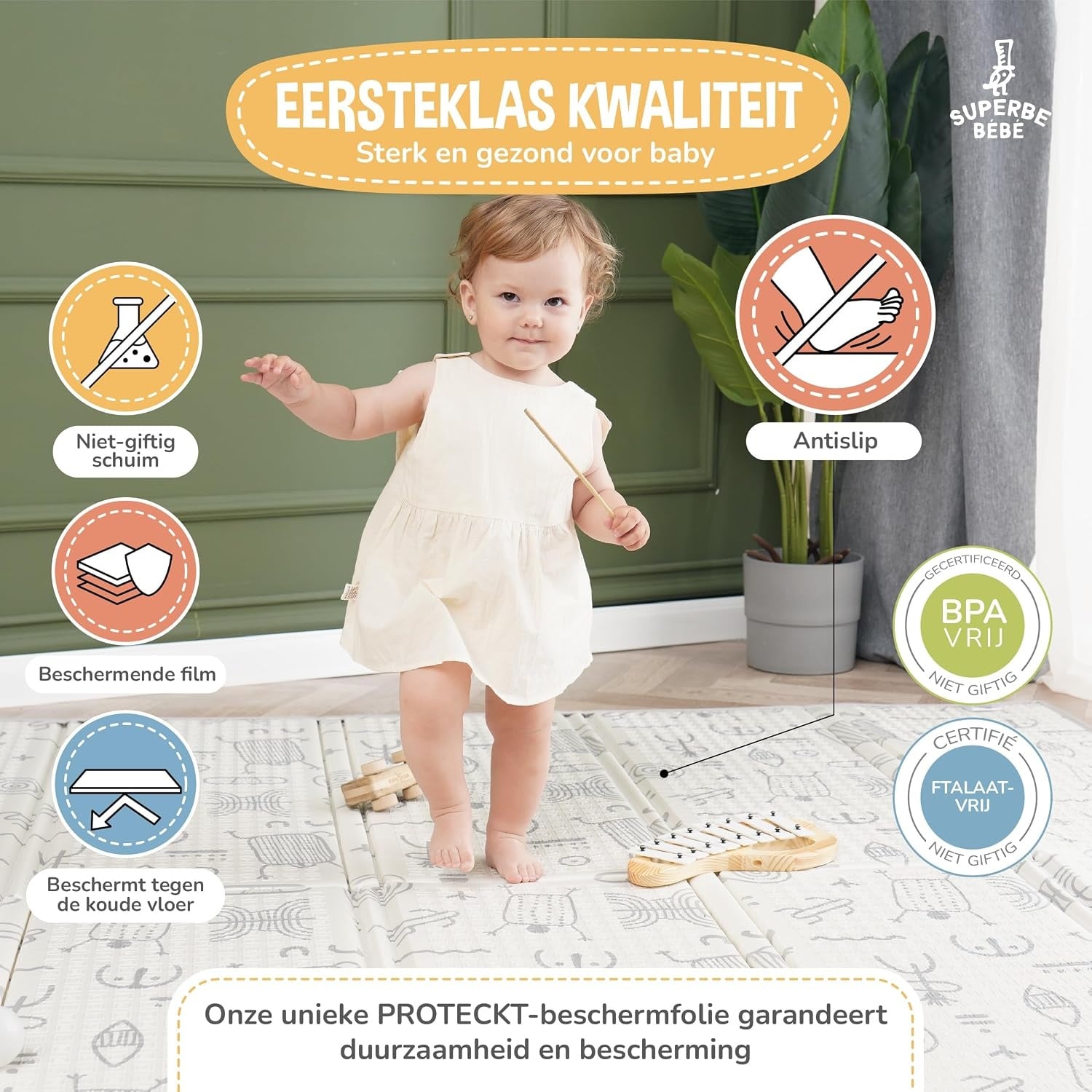 Baby Speelmat 150x180cm - Dik, Opvouwbaar & Veilig met 34% Korting!