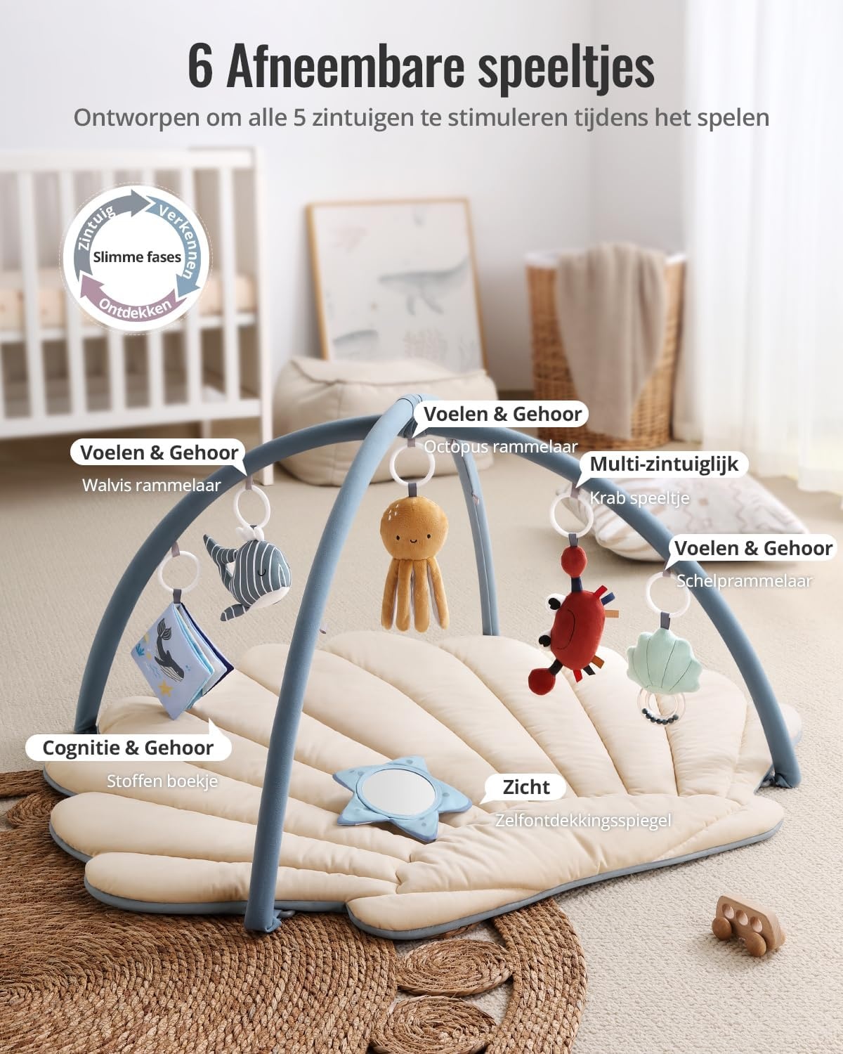 Baby Speelkleed Boho Oceaan met 6 Speeltjes (103x96 cm) - 34% Korting