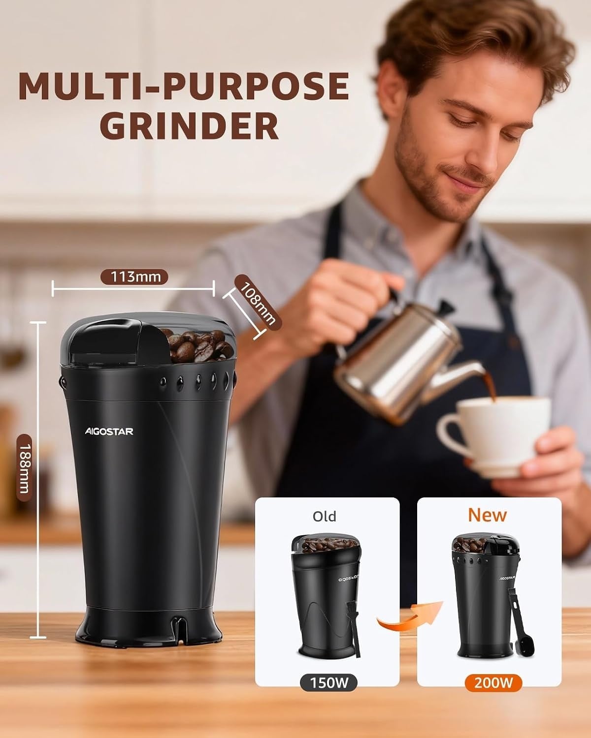 Elektrische Koffiemolen Zwart - 27% Korting