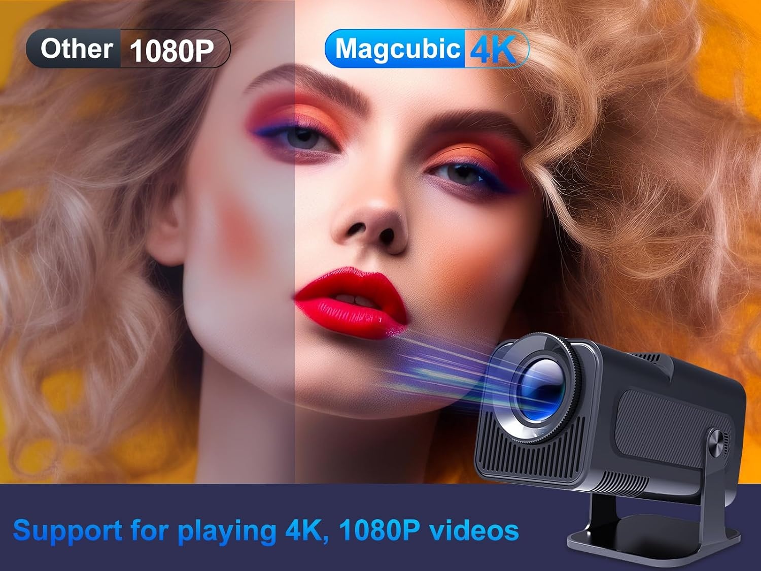 Draagbare Smart Projector HY320 - 1080P 4K 10000 Lumen, WiFi 6, 34% Korting