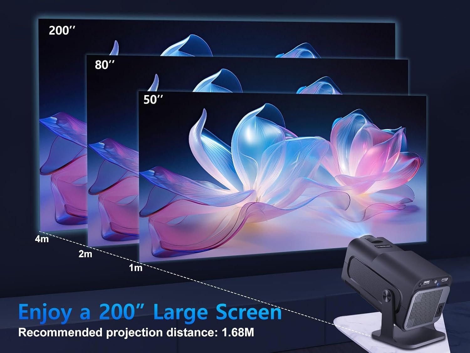 Draagbare Smart Projector HY320 - 1080P 4K 10000 Lumen, WiFi 6, 34% Korting