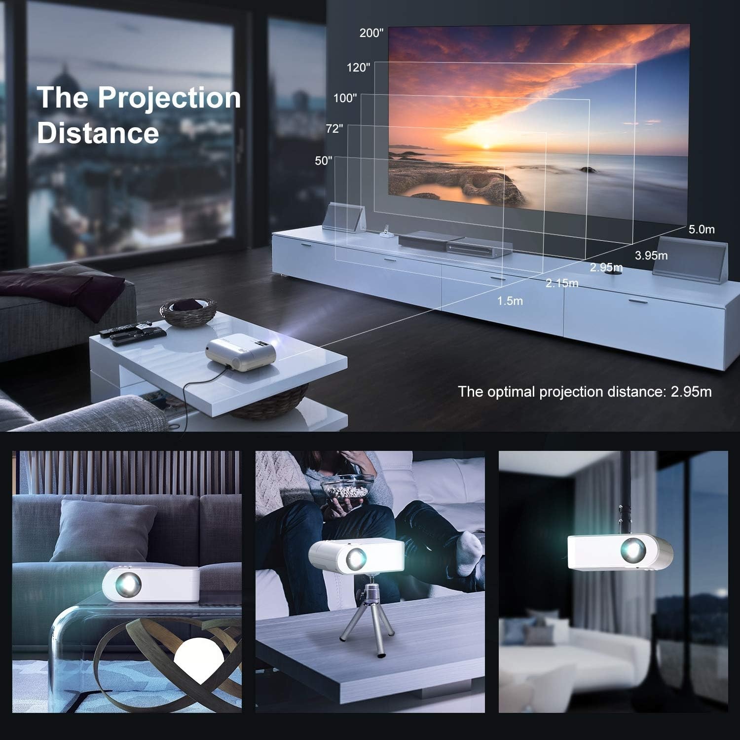 Mini-projector 5800 Lumen Full HD WiFi Incl. Scherm - 35% Korting