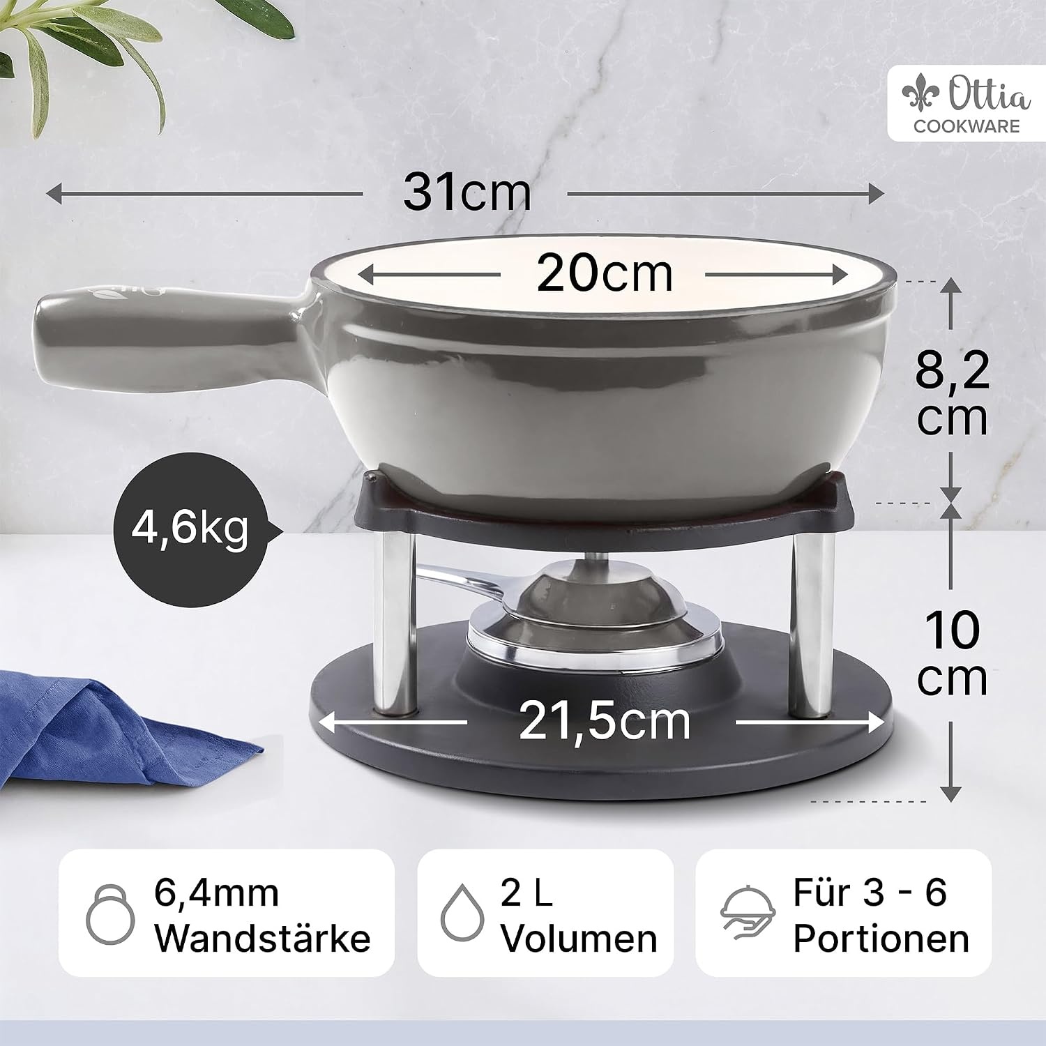 Fondueset Gietijzer Email 2-6 pers. 33% Korting