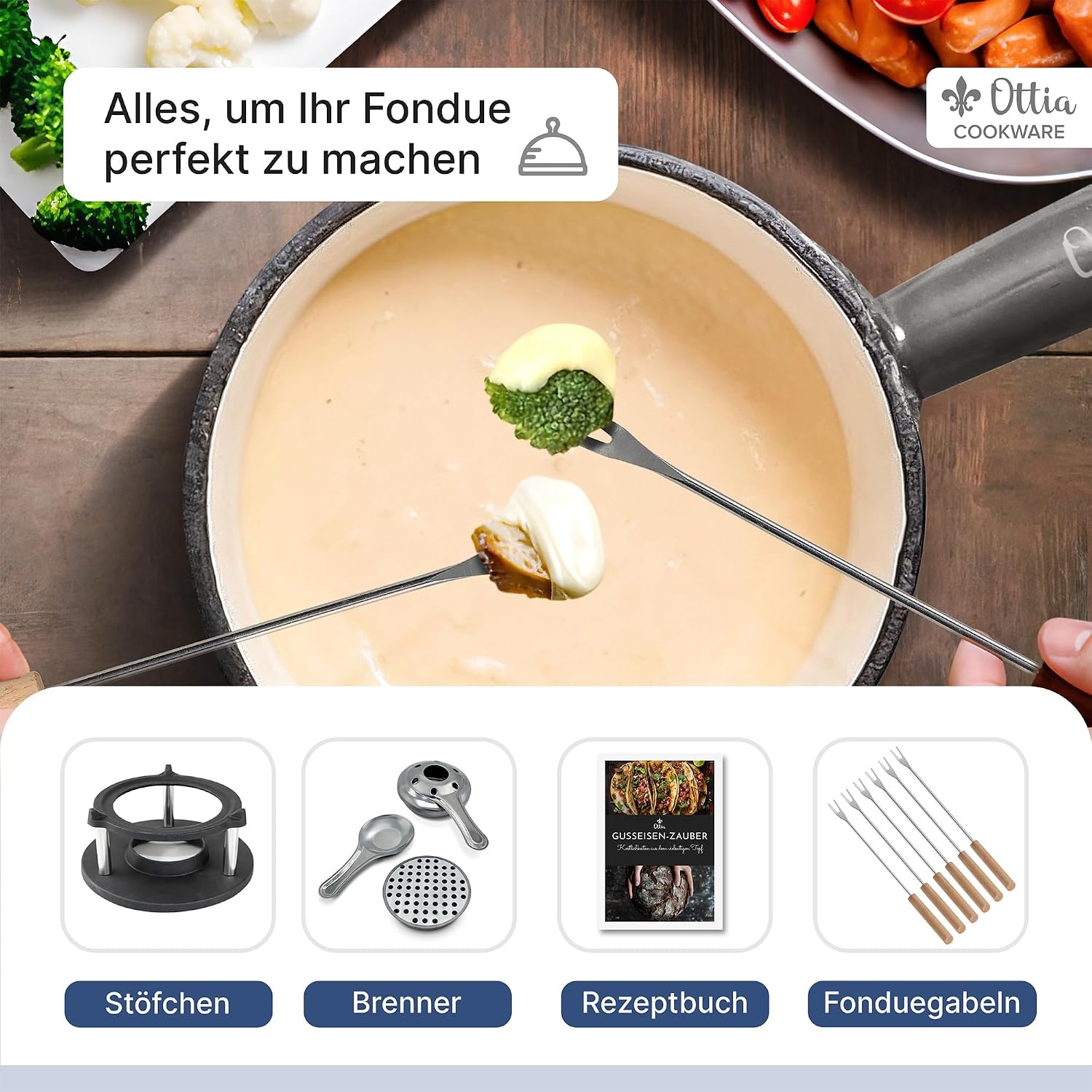 Fondueset Gietijzer Email 2-6 pers. 33% Korting