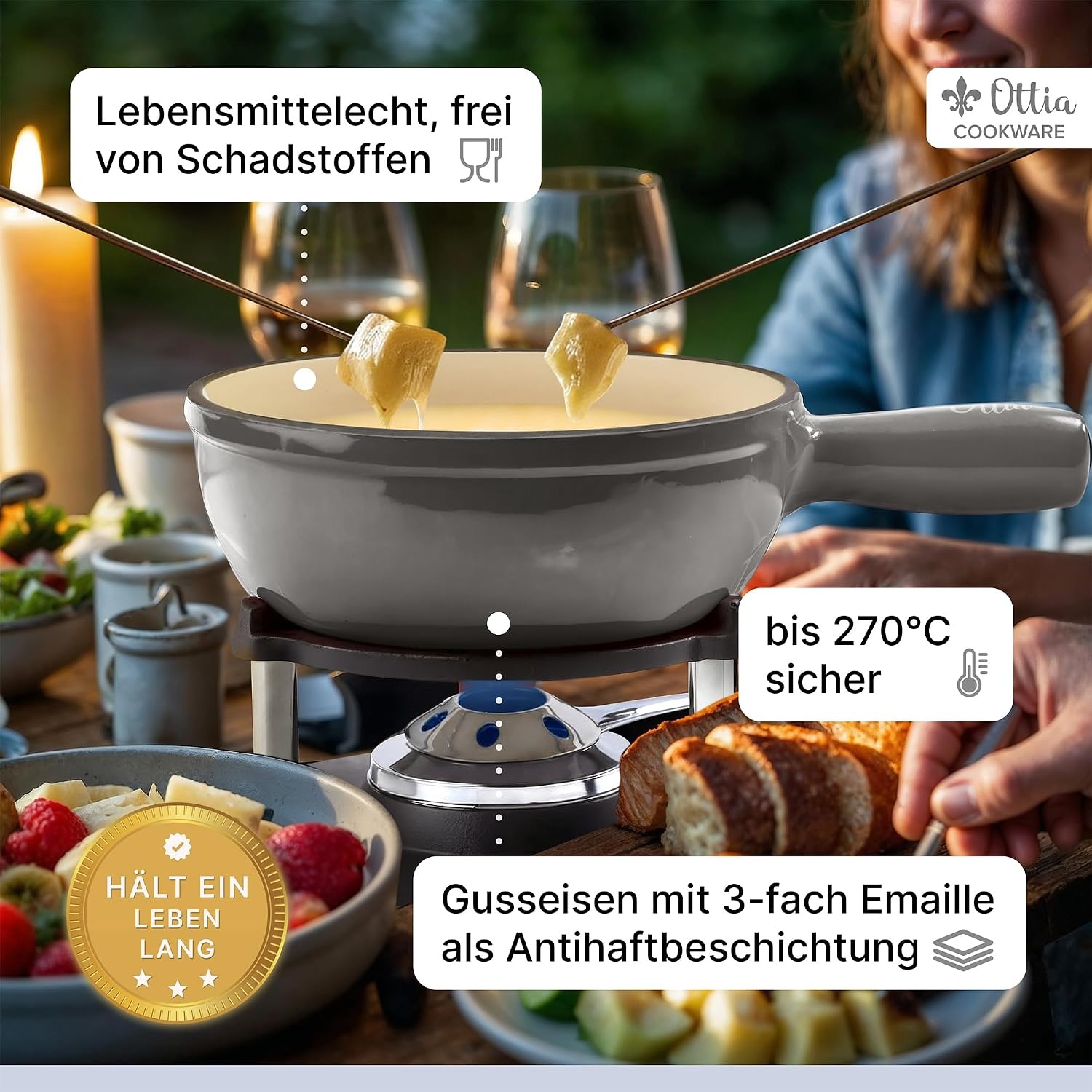 Fondueset Gietijzer Email 2-6 pers. 33% Korting