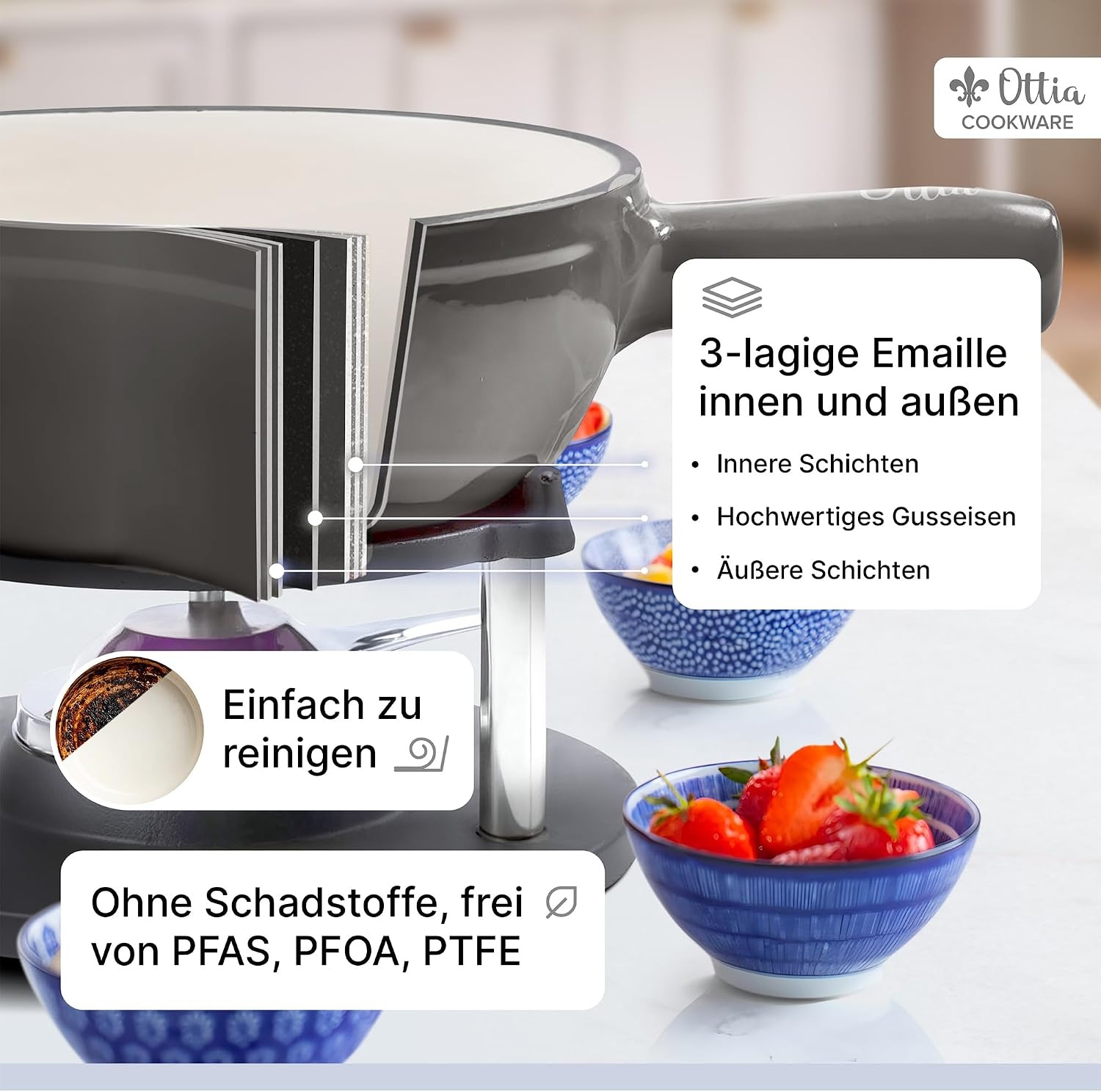 Fondueset Gietijzer Email 2-6 pers. 33% Korting