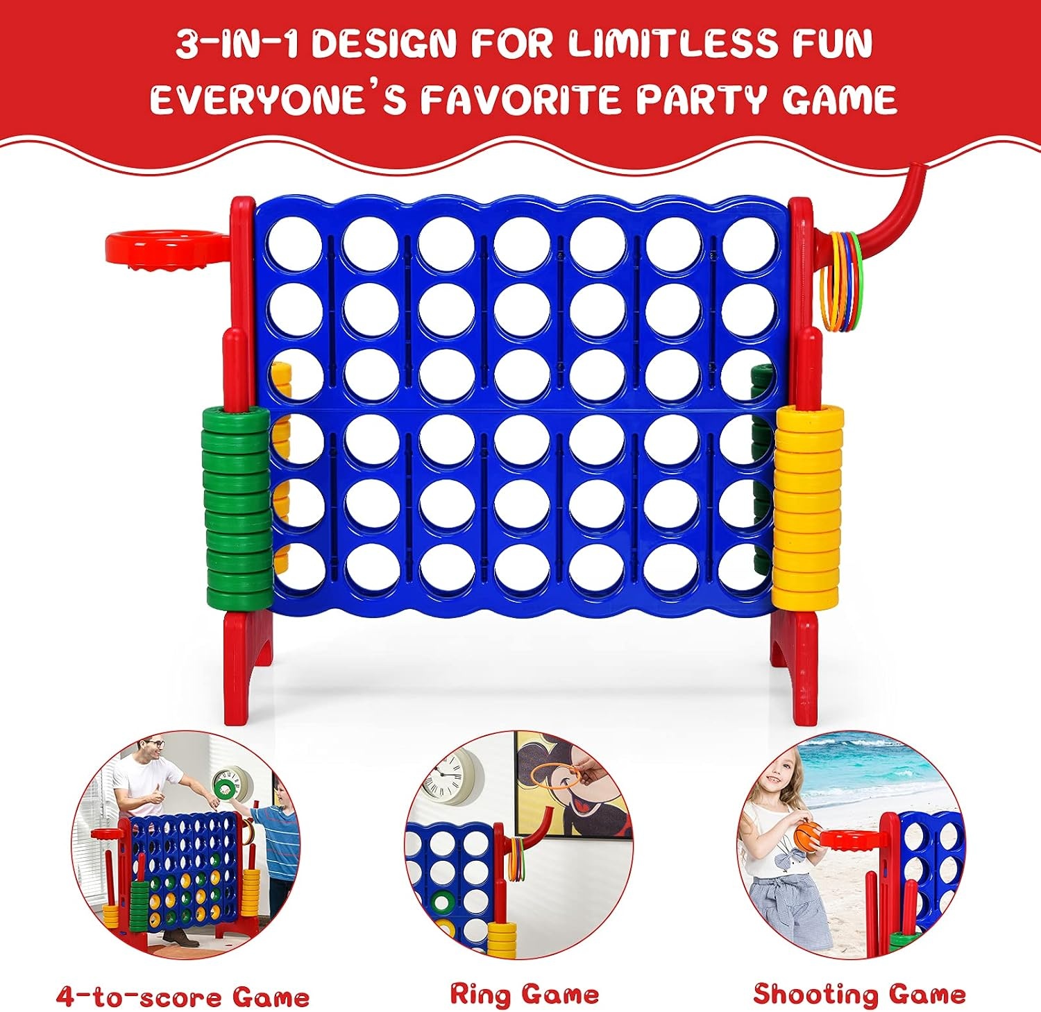 Reuze Vier op een Rij Speelset (Blauw/Rood) - 34% Korting!