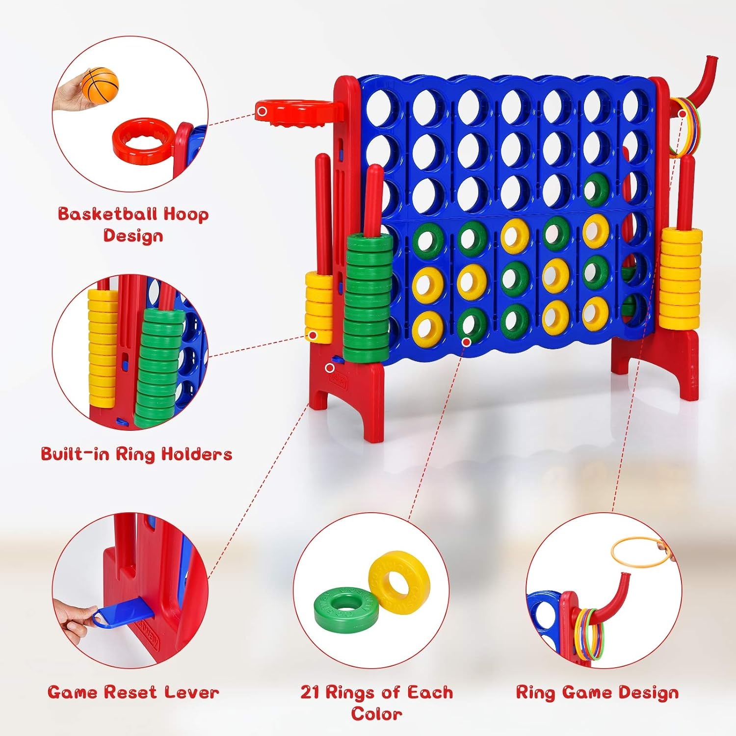 Reuze Vier op een Rij Speelset (Blauw/Rood) - 34% Korting!