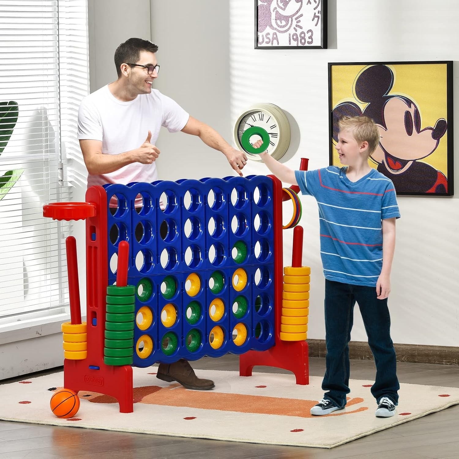 Reuze Vier op een Rij Speelset (Blauw/Rood) - 34% Korting!