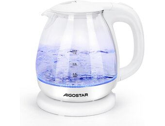 Glazen Waterkoker 1L 2200W Wit - Borosilicaatglas - LED - 28% Korting
