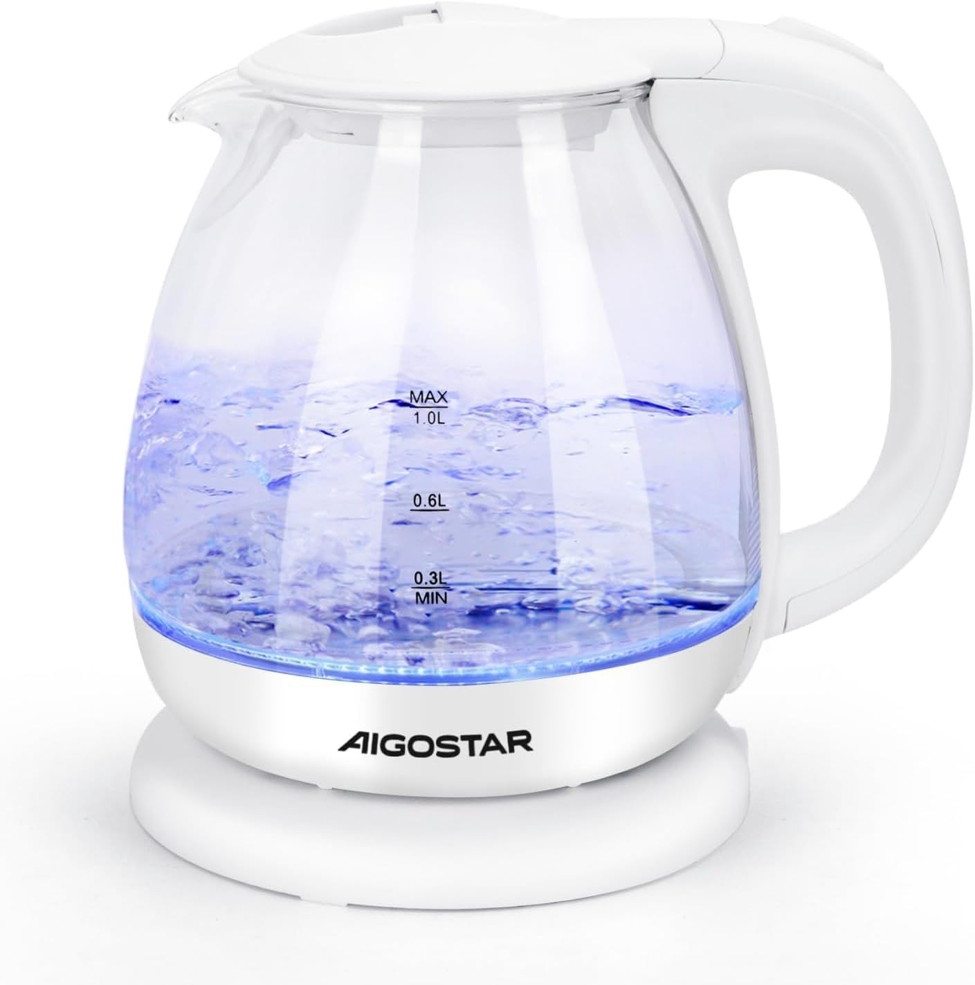 Glazen Waterkoker 1L 2200W Wit - Borosilicaatglas - LED - 28% Korting