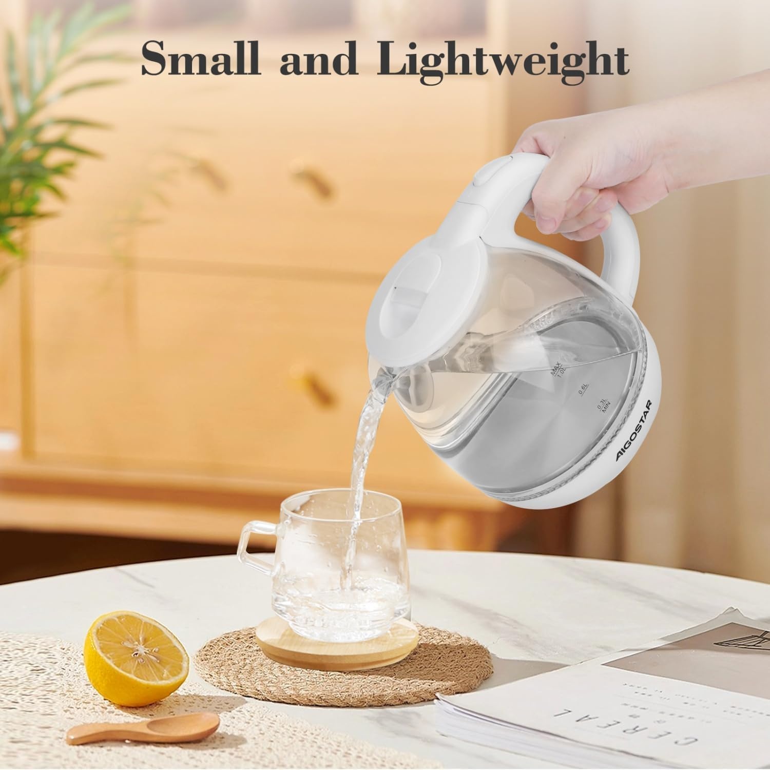 Glazen Waterkoker 1L 2200W Wit - Borosilicaatglas - LED - 28% Korting