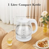 Glazen Waterkoker 1L 2200W Wit - Borosilicaatglas - LED - 28% Korting