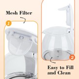 Glazen Waterkoker 1L 2200W Wit - Borosilicaatglas - LED - 28% Korting