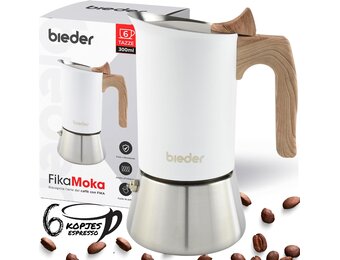 Italiaans Koffiezetapparaat Mokkapot RVS Inductie - 6 Kopjes - 300ml - 33% Korting