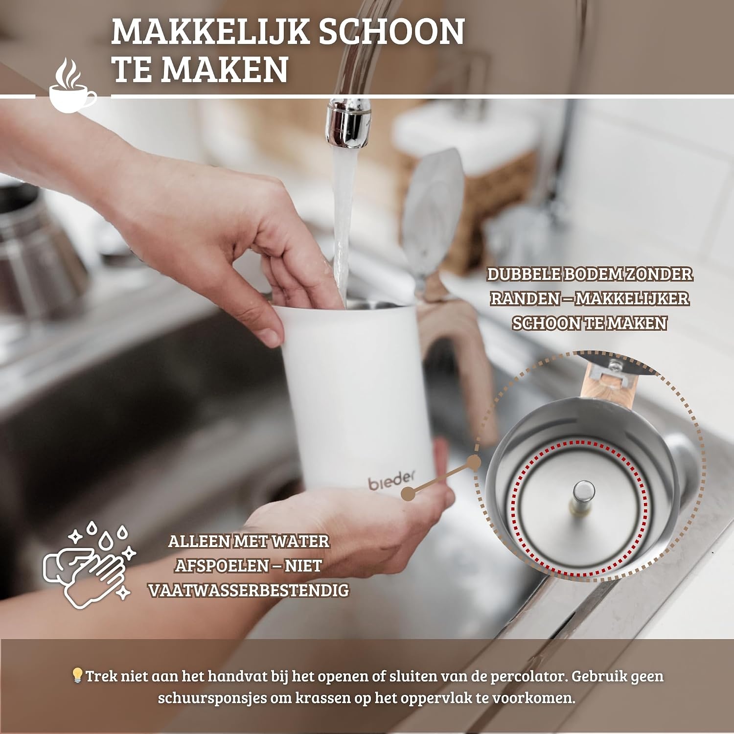 Italiaans Koffiezetapparaat Mokkapot RVS Inductie - 6 Kopjes - 300ml - 33% Korting