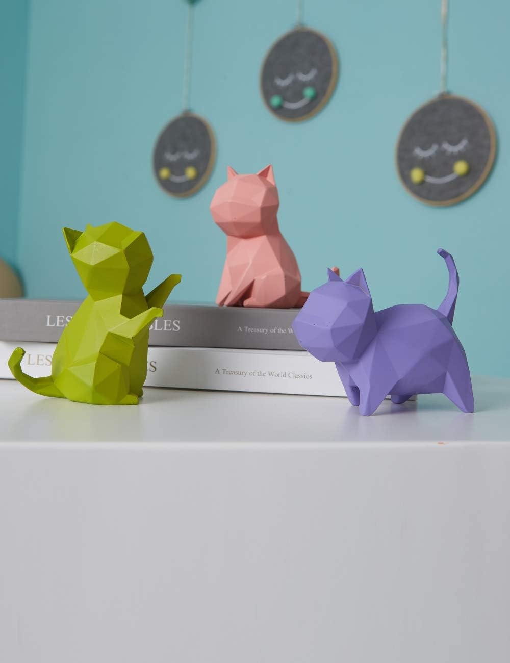 Set van 5 Moderne Kattenbeeldjes - Hars Decoratie - 34% Korting