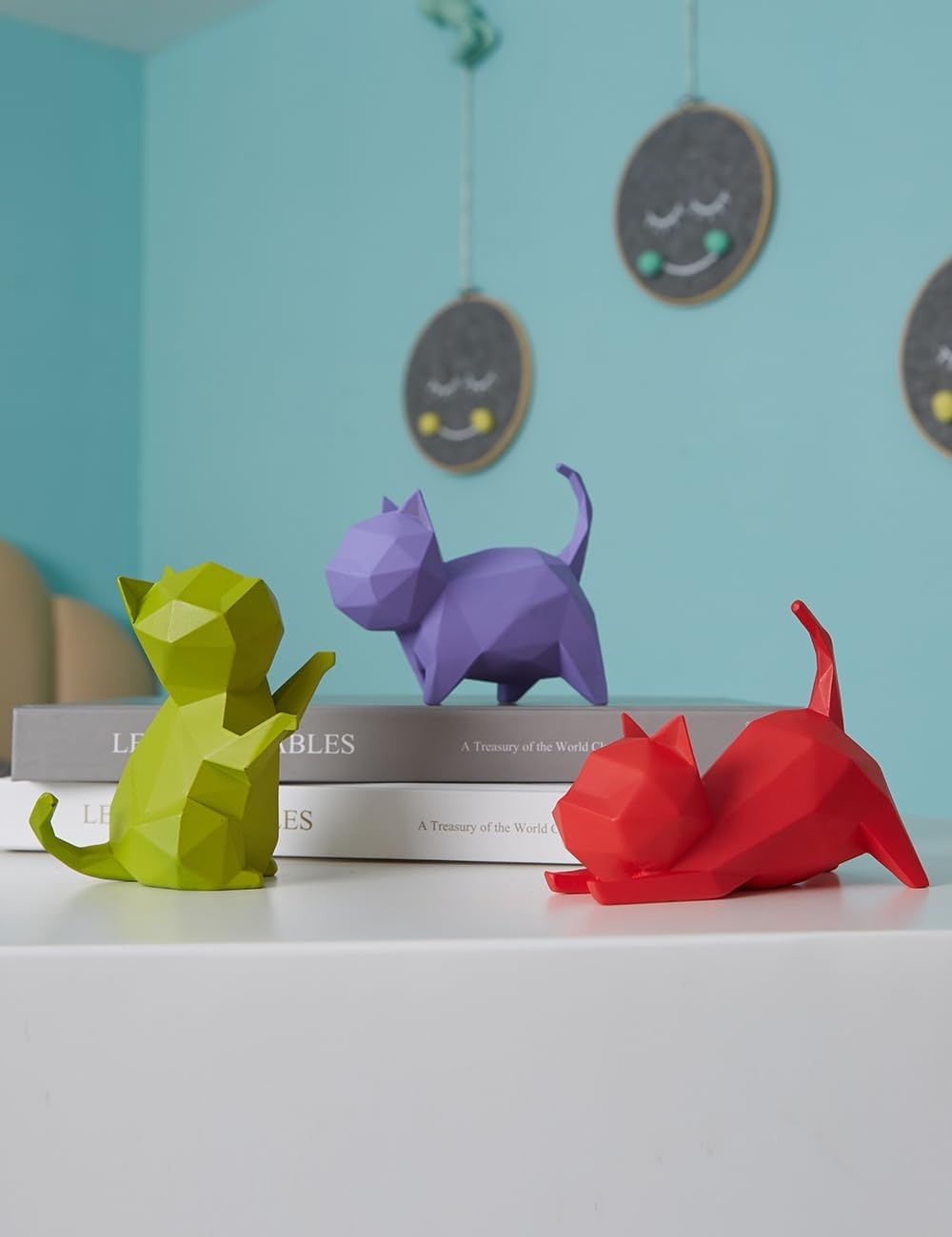 Set van 5 Moderne Kattenbeeldjes - Hars Decoratie - 34% Korting
