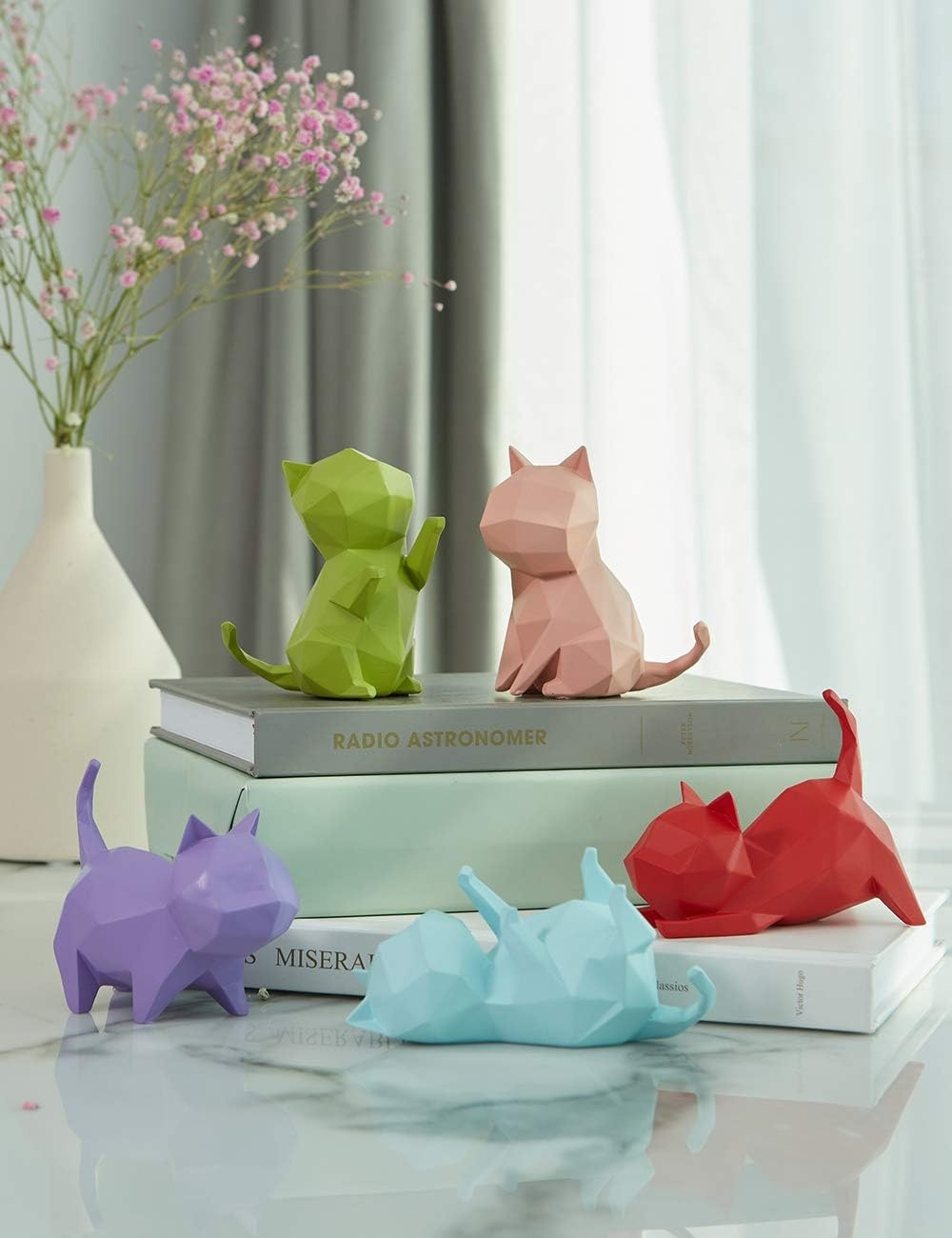 Set van 5 Moderne Kattenbeeldjes - Hars Decoratie - 34% Korting