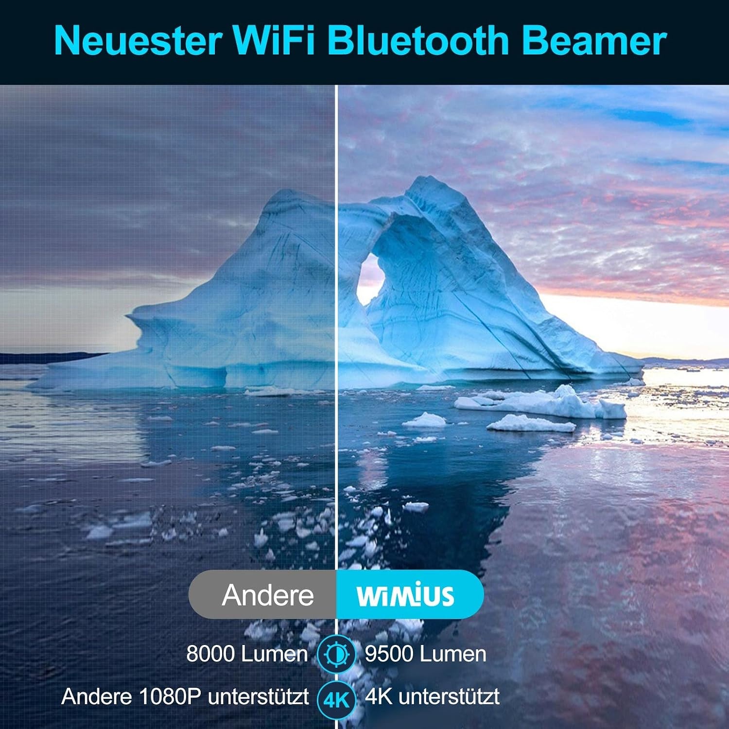 Full HD Beamer 1080p 9500 Lumen met 5G WiFi & Bluetooth | 35% Korting