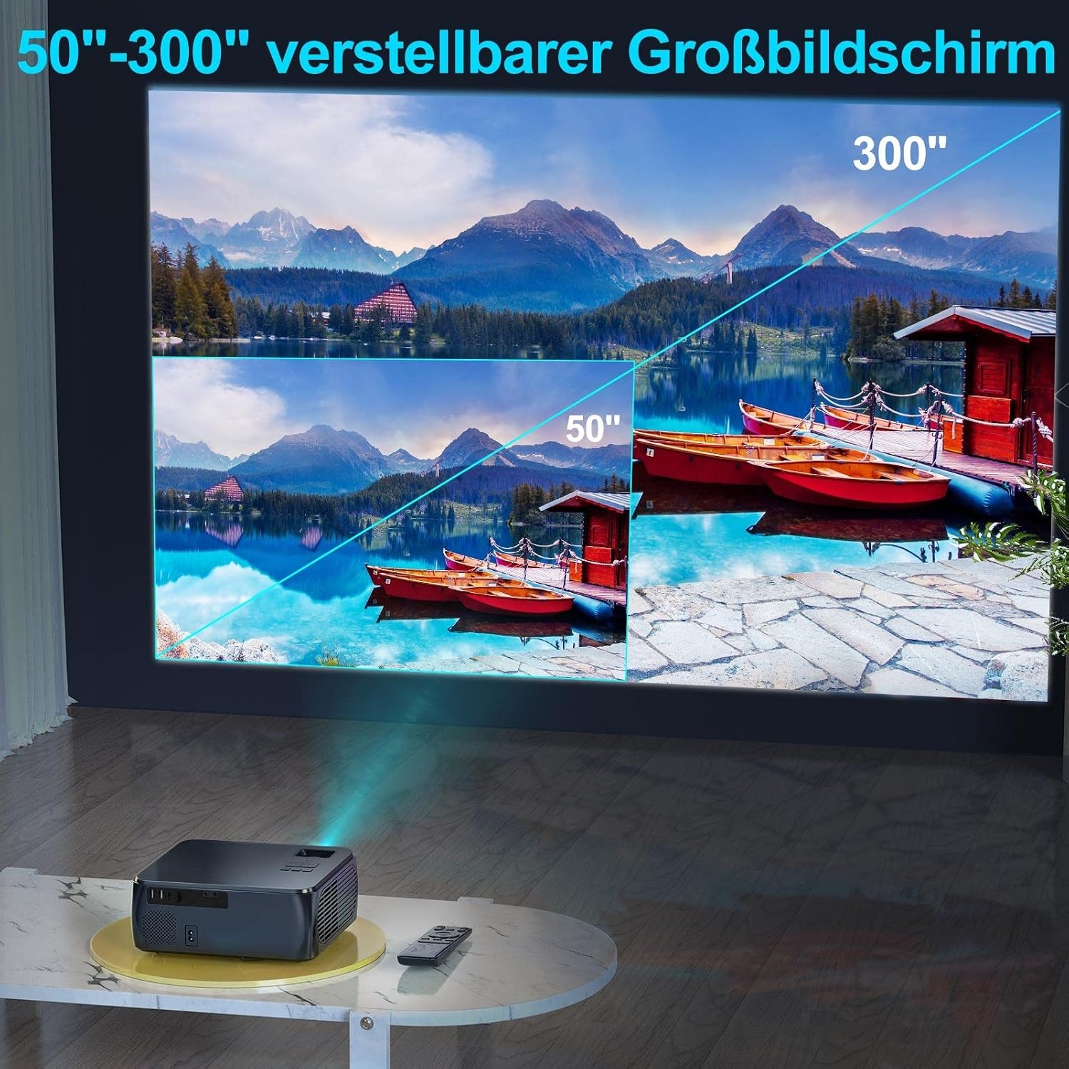 Full HD Beamer 1080p 9500 Lumen met 5G WiFi & Bluetooth | 35% Korting