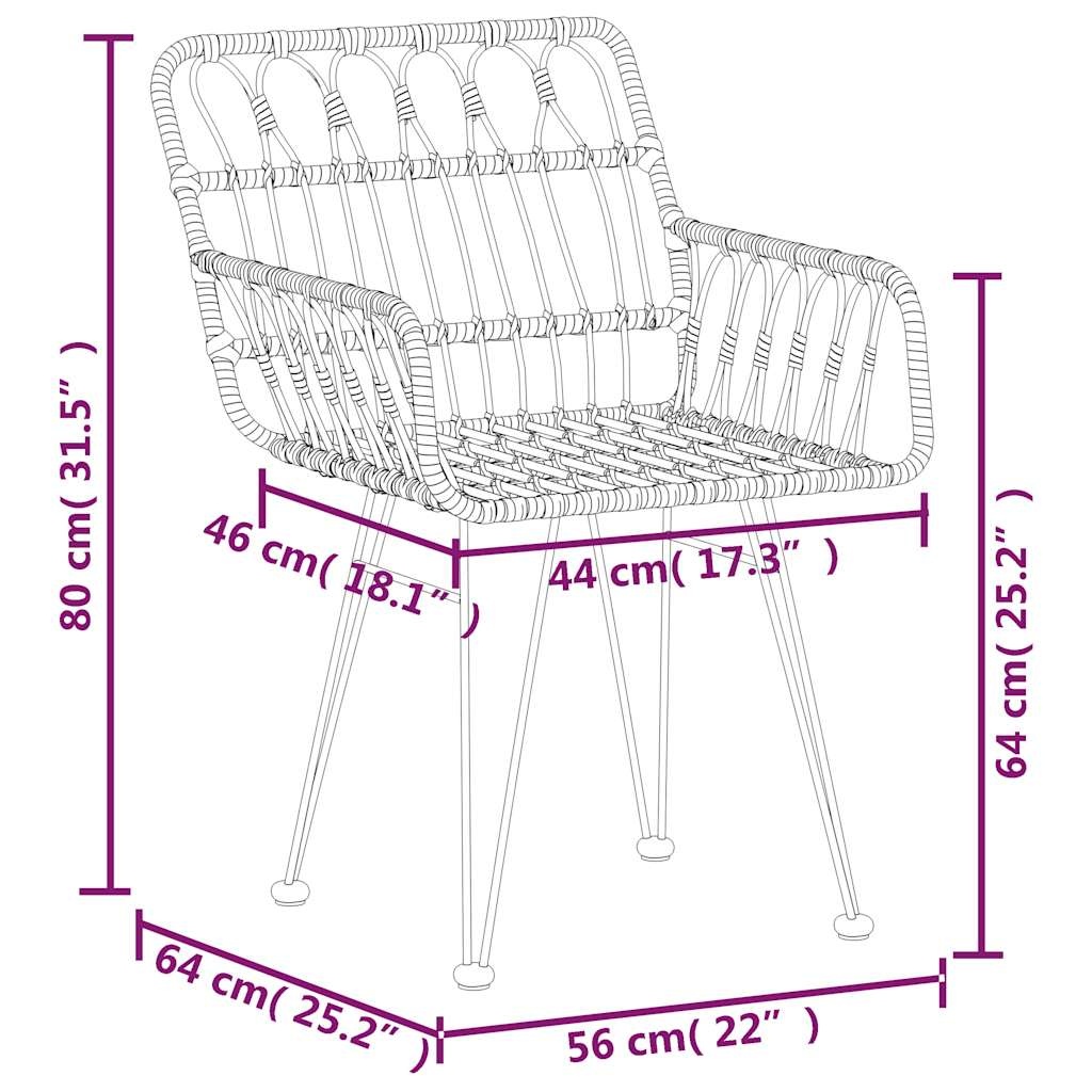 vidaXL Tuinstoelen (2 stuks) PE-rattan 56x64x80 cm - 34% Korting
