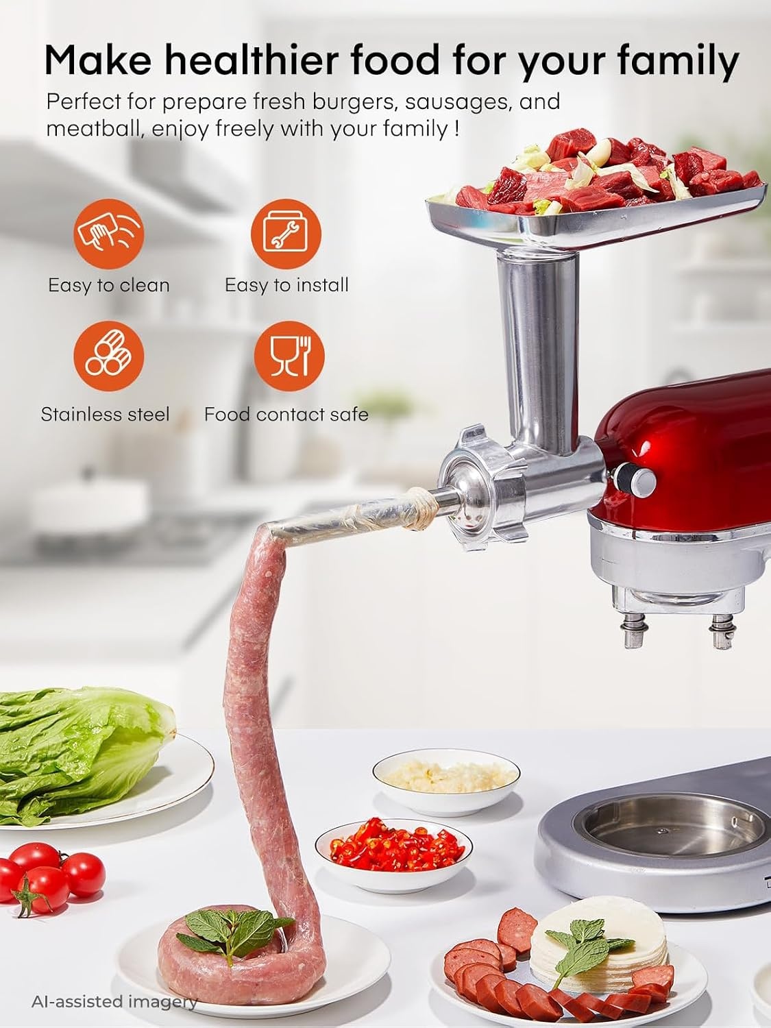 KitchenAid Vleesmolen Opzetstuk RVS | 33% Korting