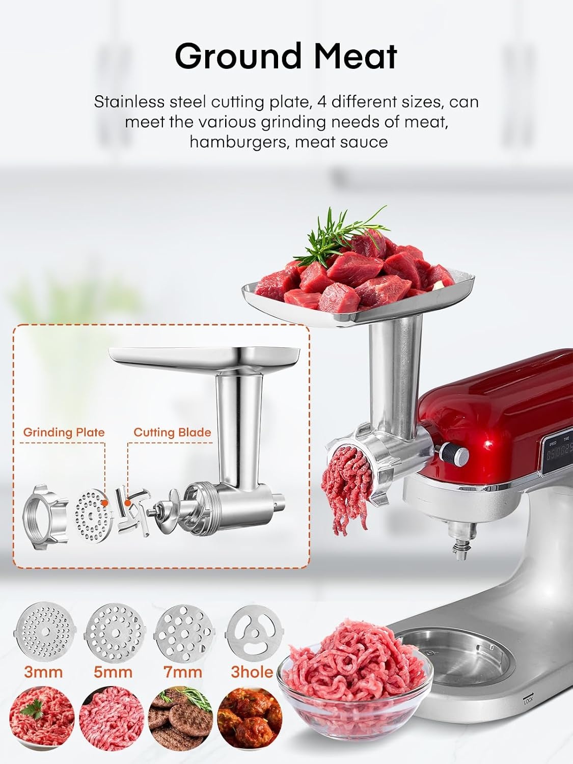KitchenAid Vleesmolen Opzetstuk RVS | 33% Korting