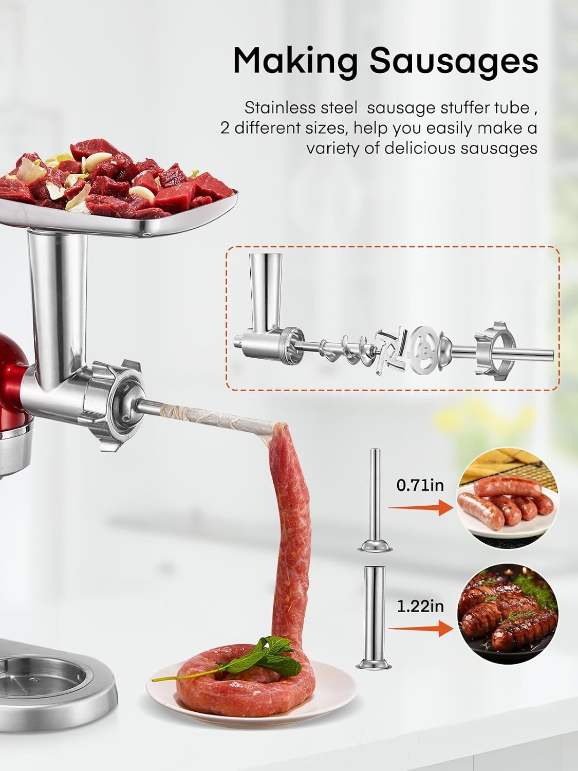 KitchenAid Vleesmolen Opzetstuk RVS | 33% Korting