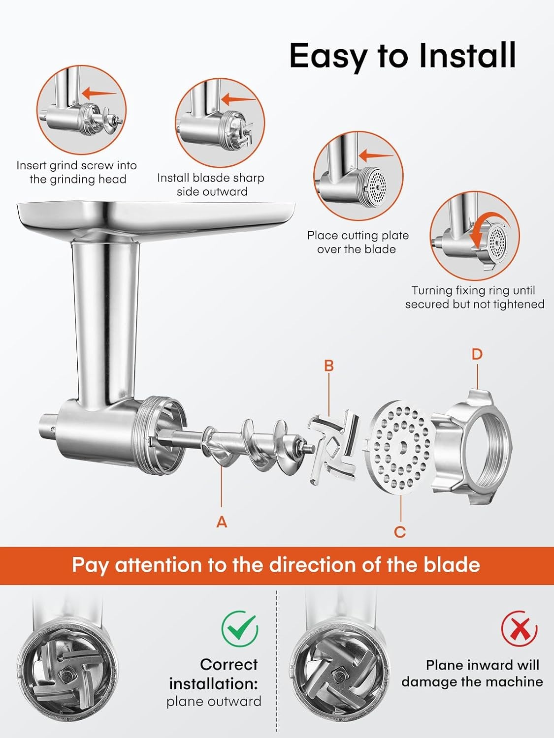 KitchenAid Vleesmolen Opzetstuk RVS | 33% Korting