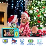 Digitale Kindercamera Blauw - 8MP, 1080p Video, 32GB - 57% Korting