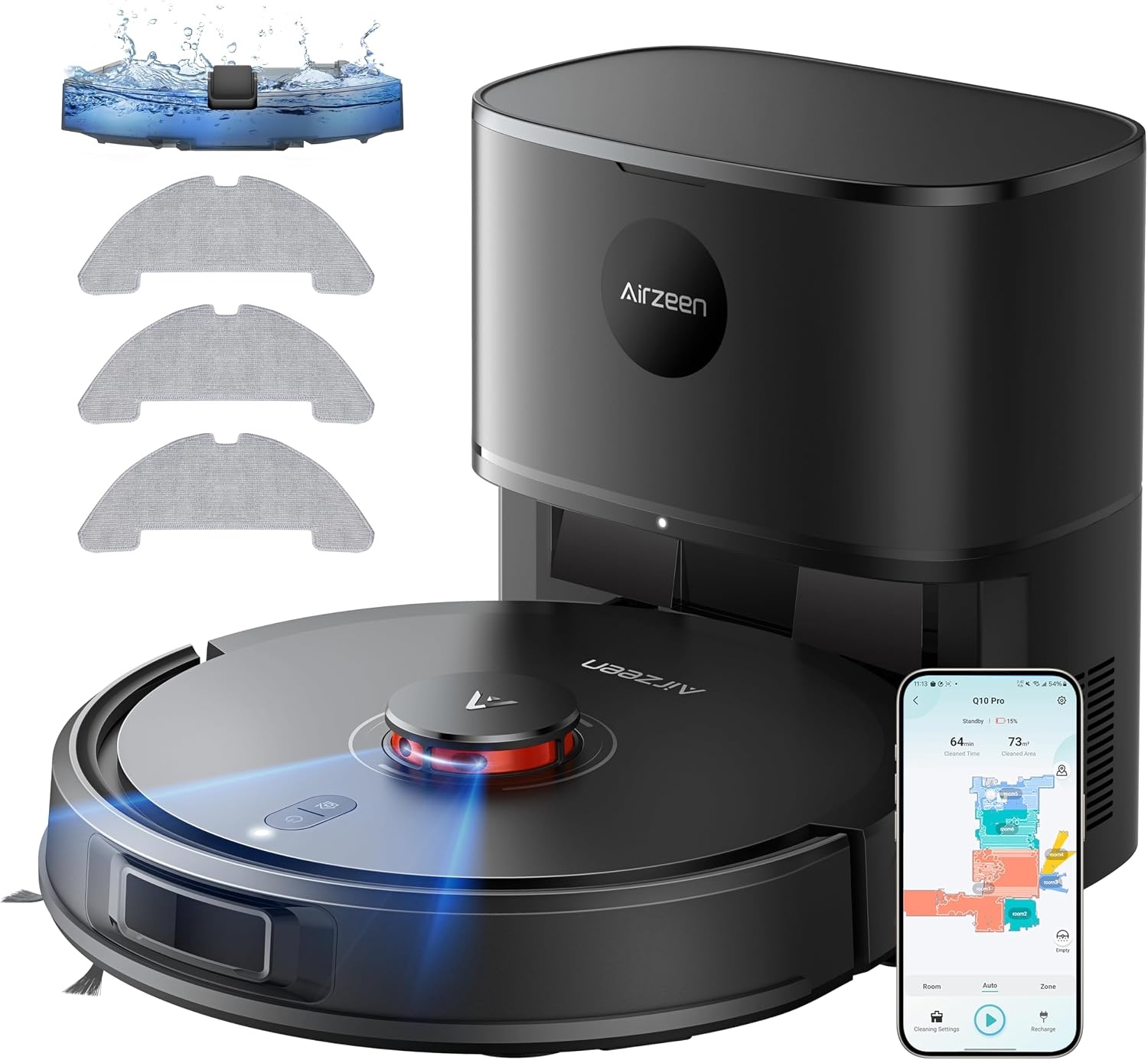 Airzeen Robotstofzuiger Q10 Pro - Zwart - 35% Korting