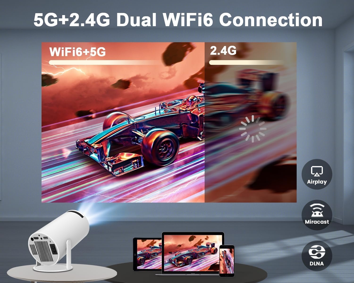 Draagbare Mini Beamer 1080P/4K, Android 11, WiFi 6, 34% Korting
