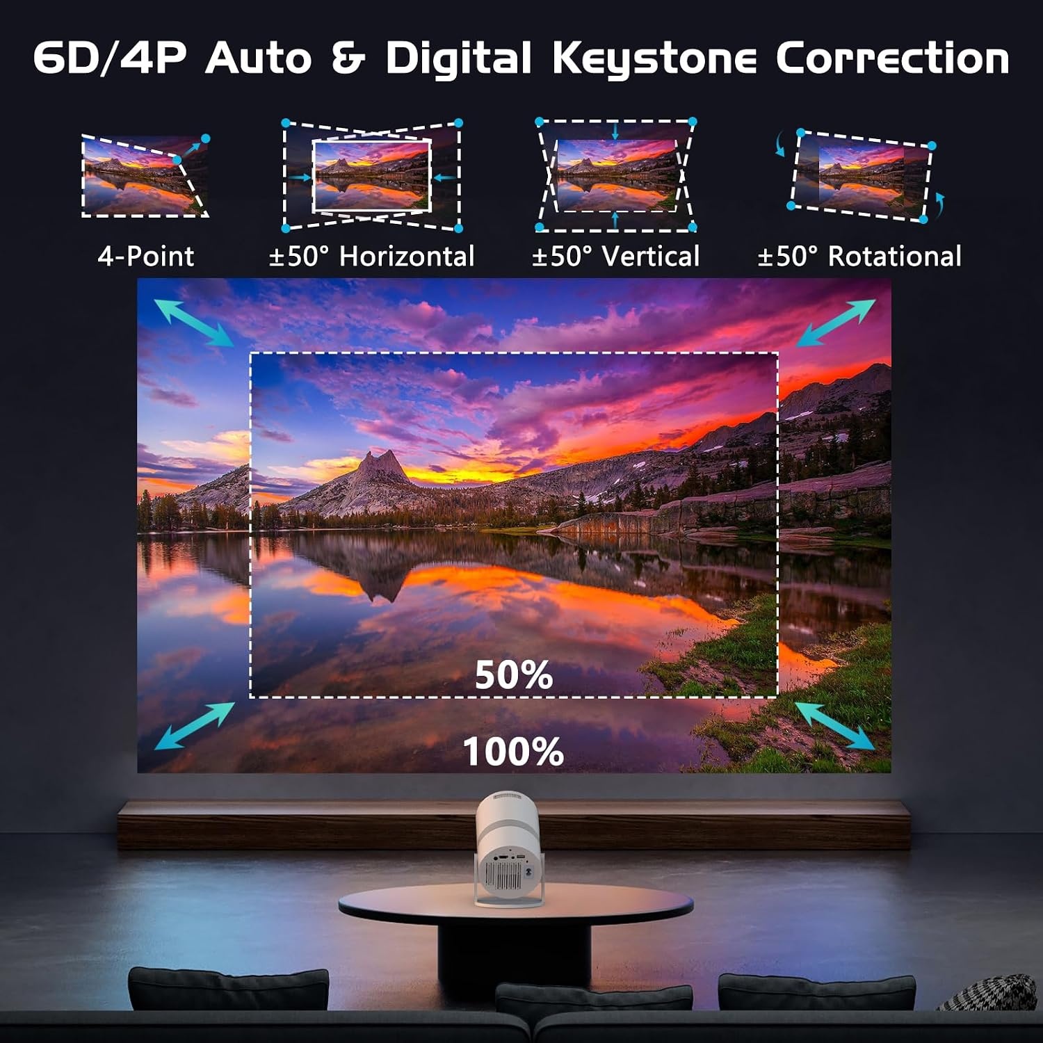 Draagbare Mini Beamer Full HD 1080P Android WiFi6 - 34% Korting