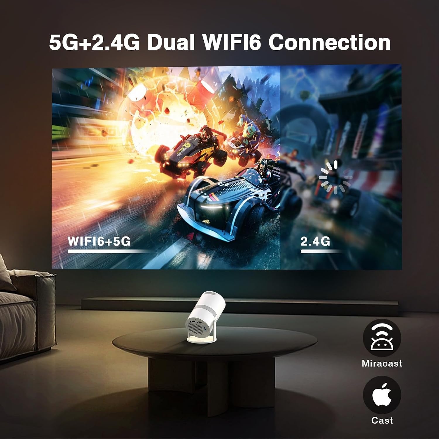Draagbare Mini Beamer Full HD 1080P Android WiFi6 - 34% Korting