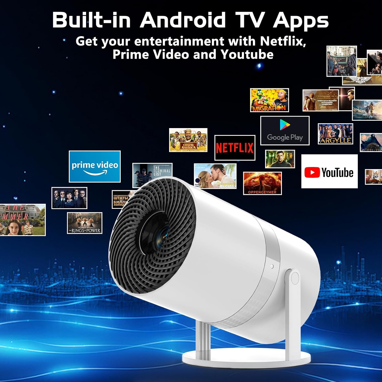 Draagbare Mini Beamer Full HD 1080P Android WiFi6 - 34% Korting