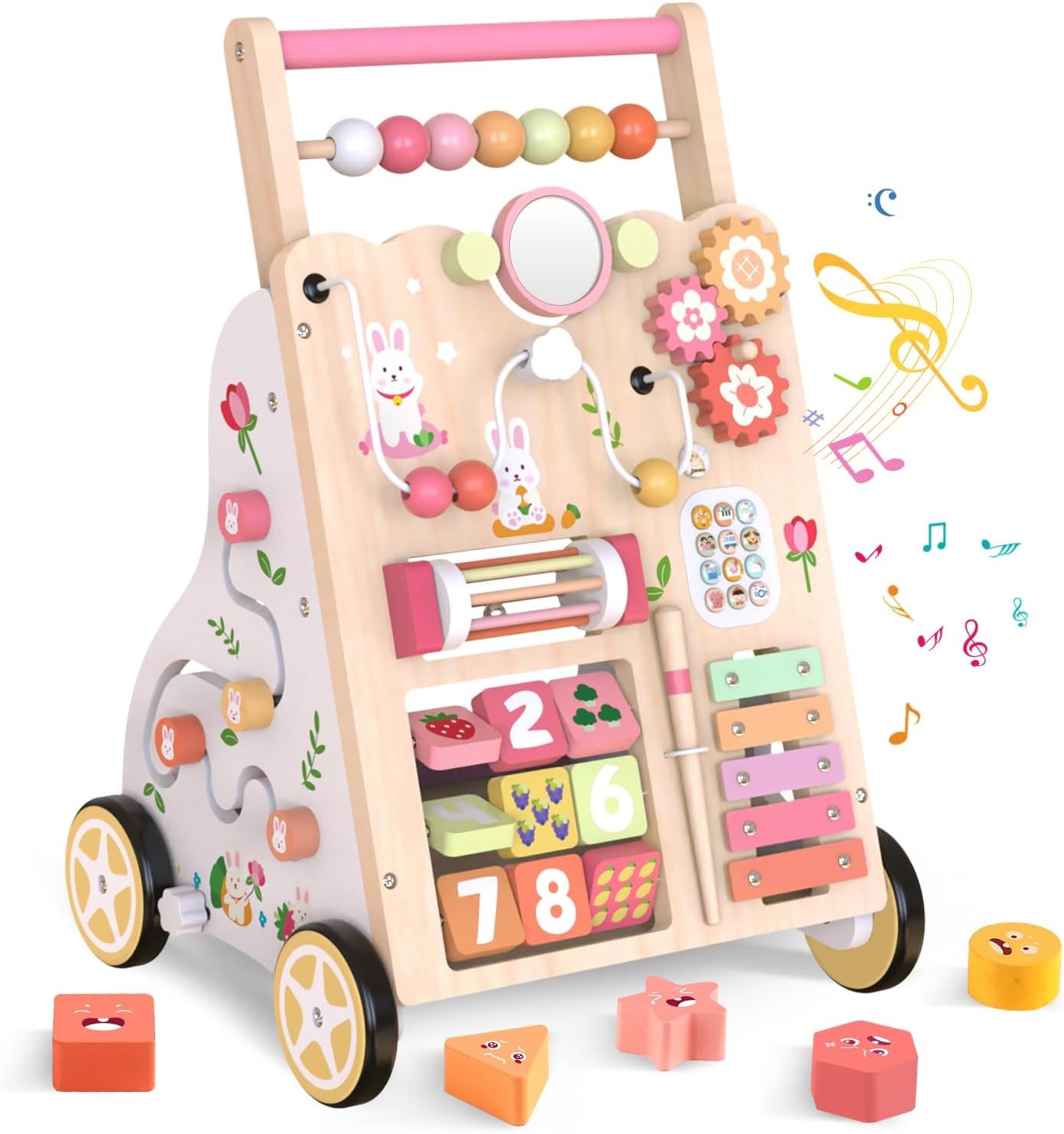 Houten Loopwagen & Activiteitencentrum 10-in-1 - Montessori - 34% Korting