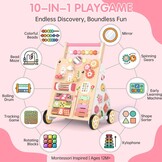 Houten Loopwagen & Activiteitencentrum 10-in-1 - Montessori - 34% Korting