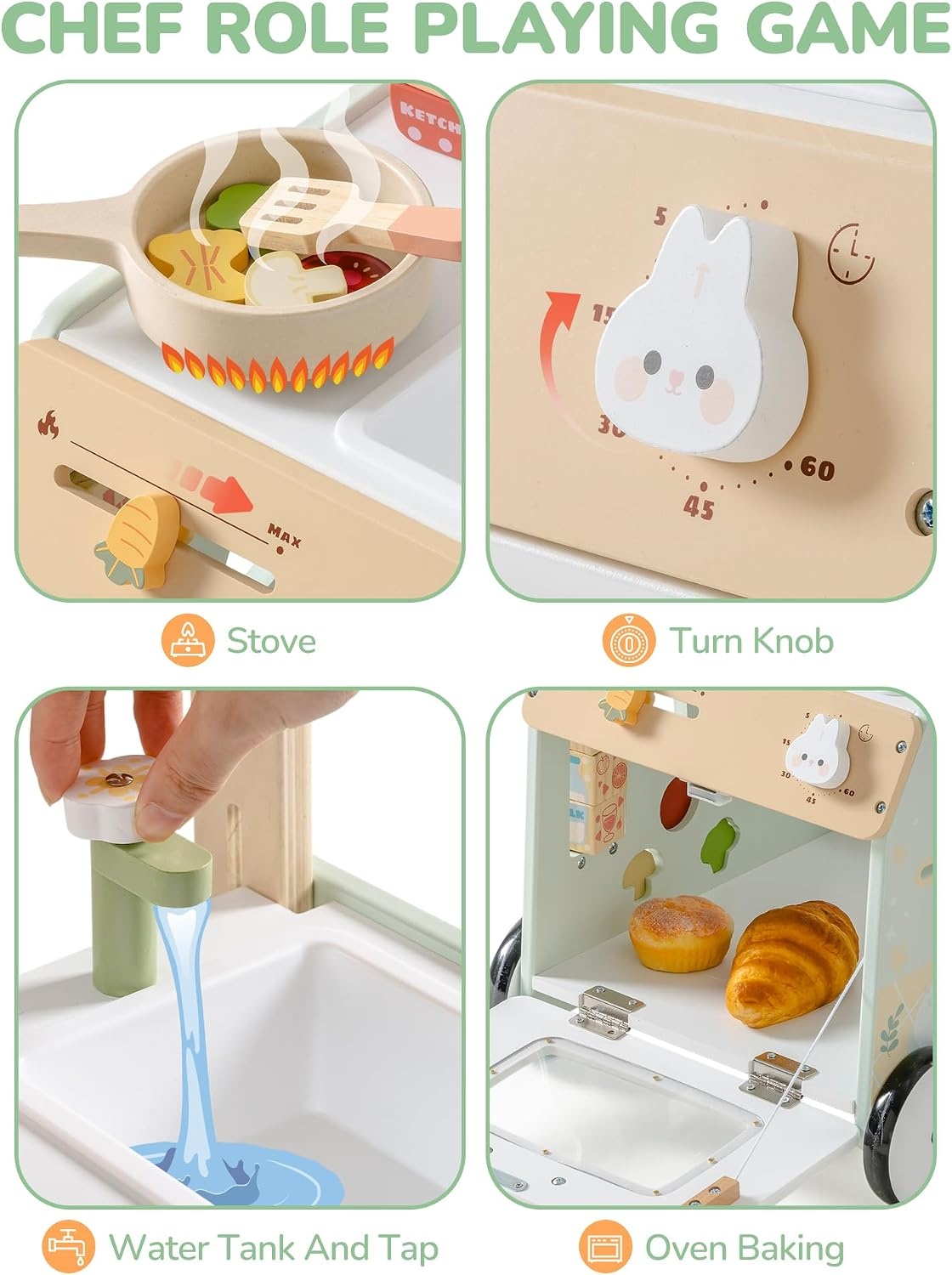 Houten Loopwagen & Speelkeuken 2-in-1 - Educatief & Verstelbaar | 34% Korting
