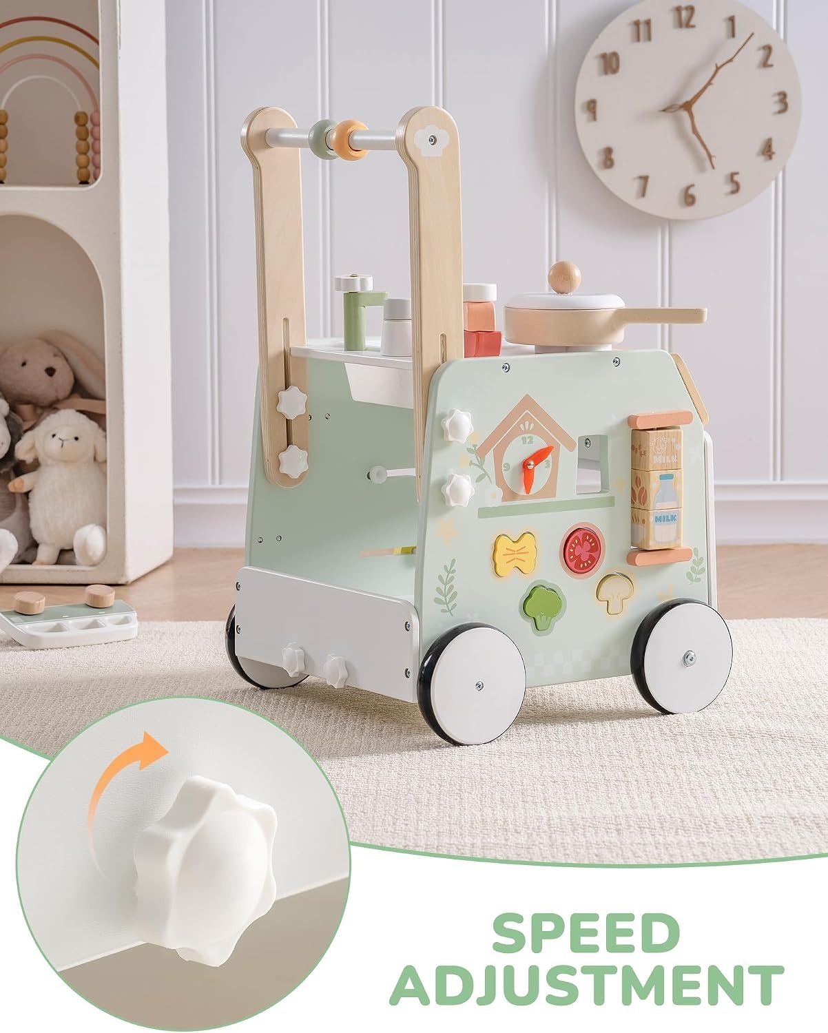 Houten Loopwagen & Speelkeuken 2-in-1 - Educatief & Verstelbaar | 34% Korting