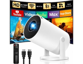 Draagbare Beamer Full HD 1080P Android TV met Wi-Fi 6 & Bluetooth 5.4 - 34% Korting