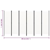 Kamerscherm met 6 panelen Wit 300x180 cm - 34% Korting