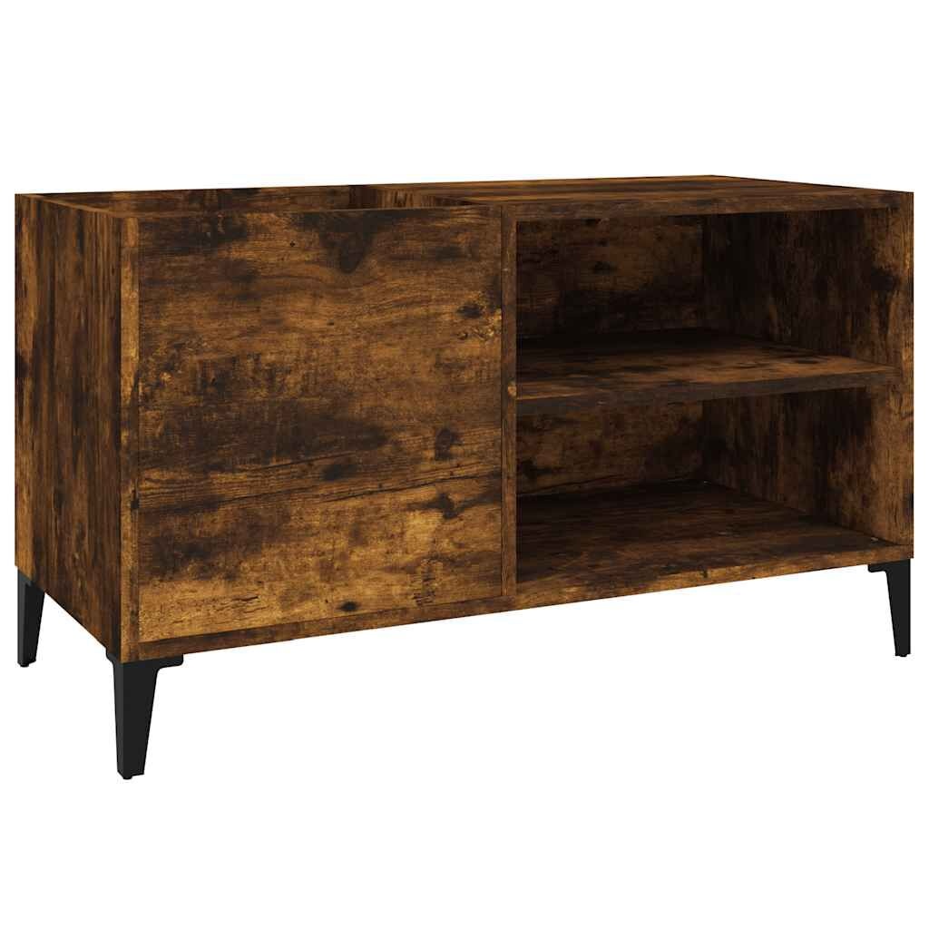 Platenkast bewerkt hout 84,5x38x48 cm gerookt eikenkleurig met 34% korting