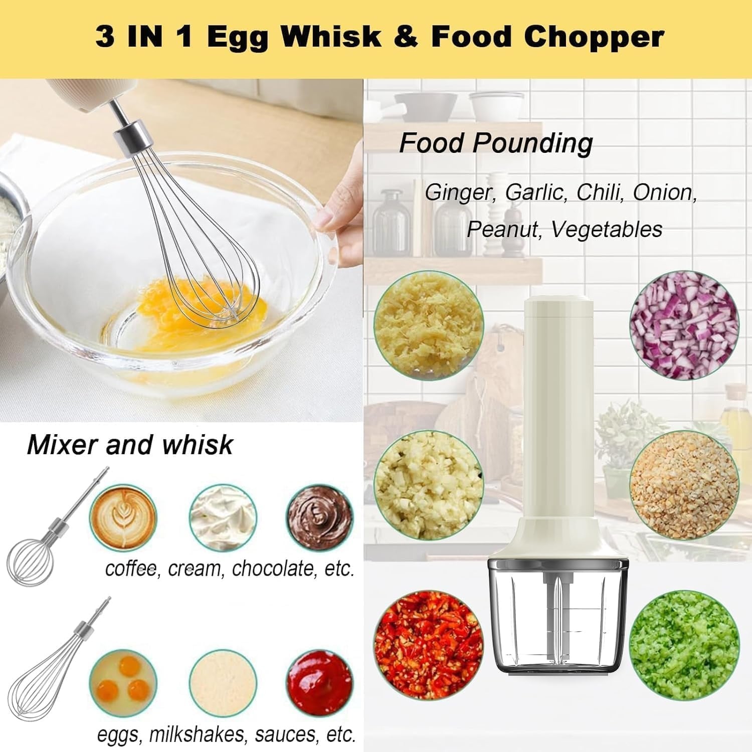 Elektrische Handmixer 3-in-1 Draadloos (33% Korting)