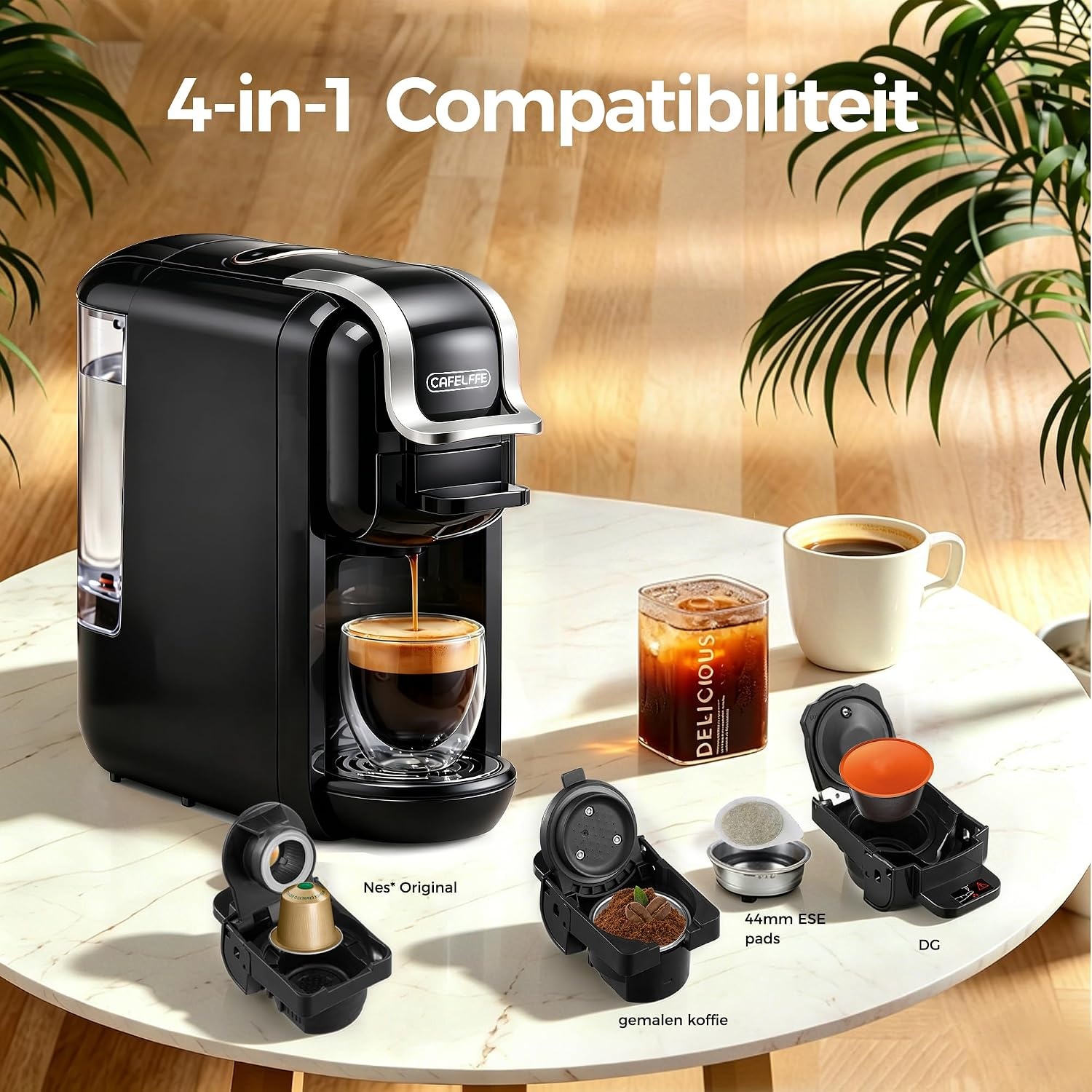 Kapselkoffiemachine 4-in-1 Zwart - 35% Korting
