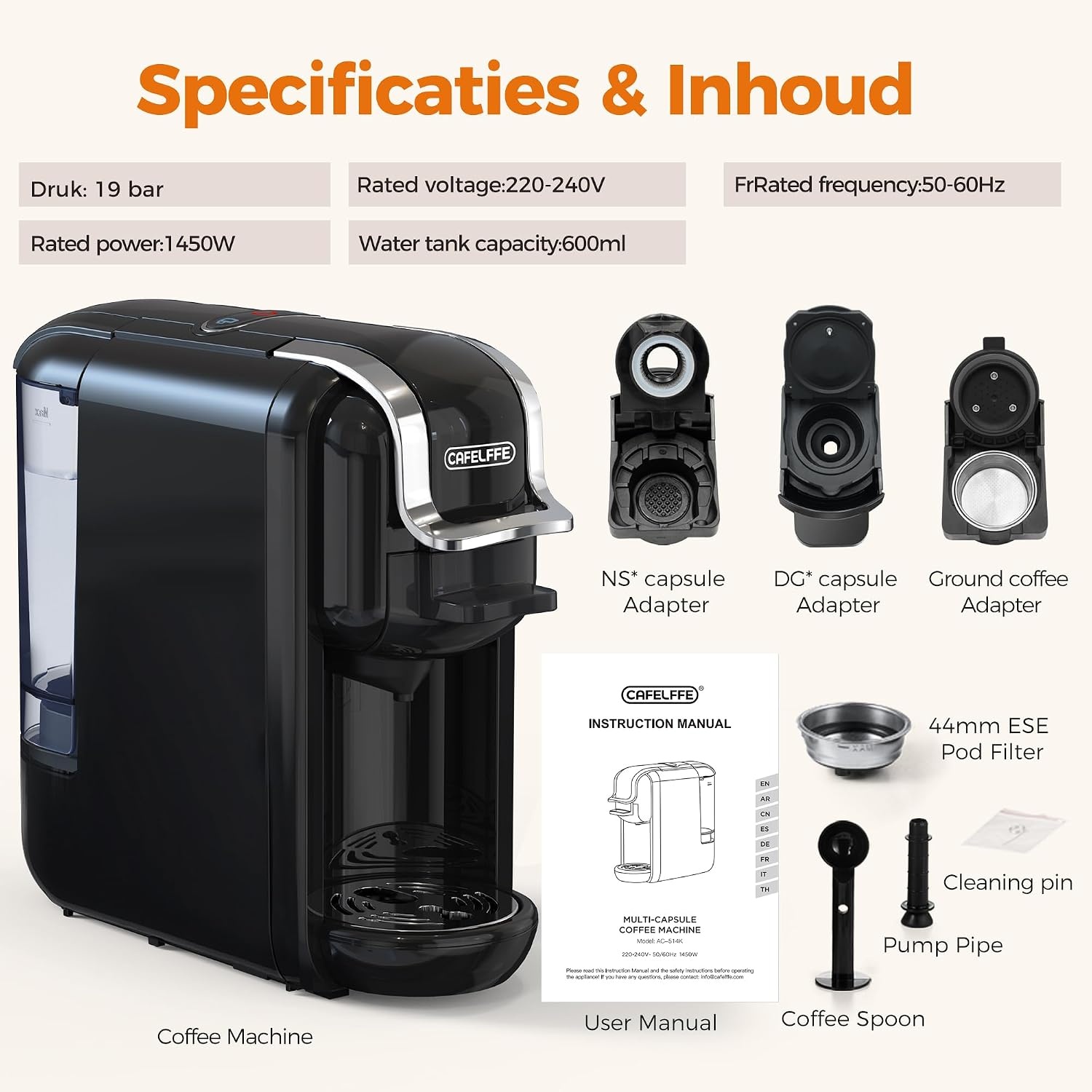 Kapselkoffiemachine 4-in-1 Zwart - 35% Korting