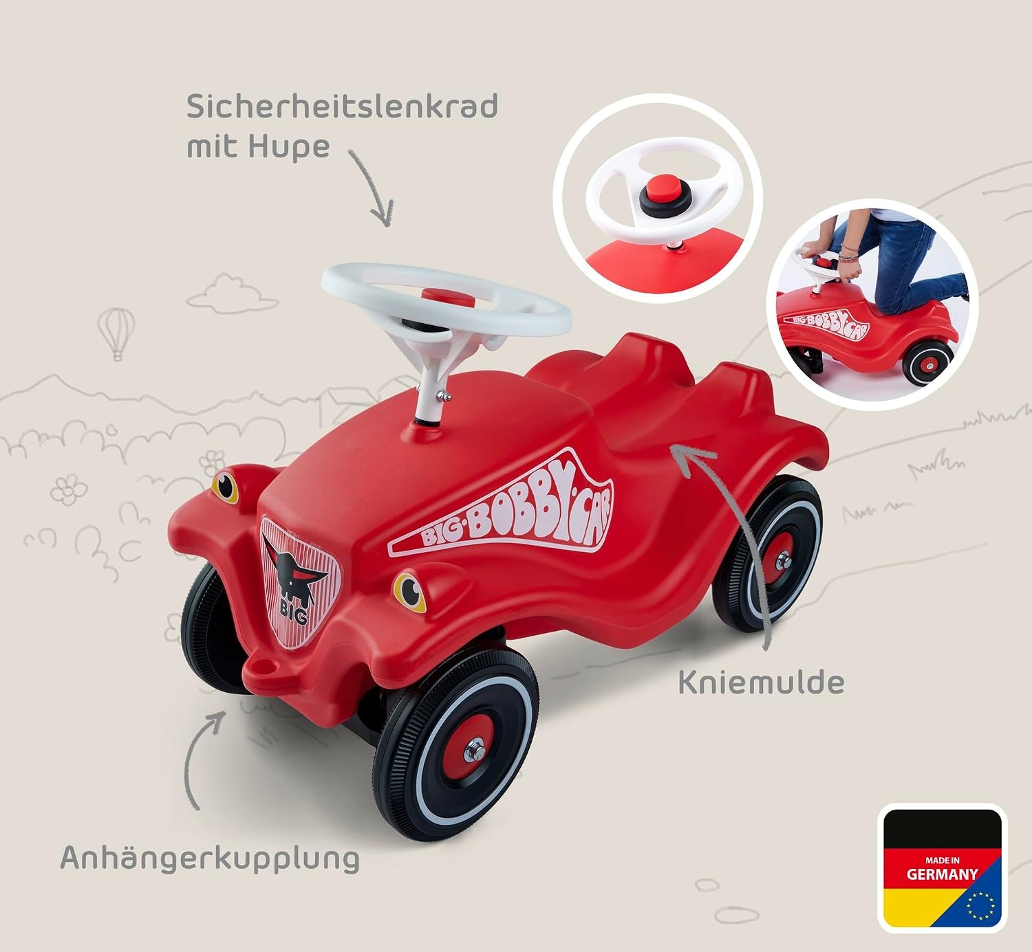 Loopauto Rood BIG Bobby Car (1-7 jaar) - 34% Korting