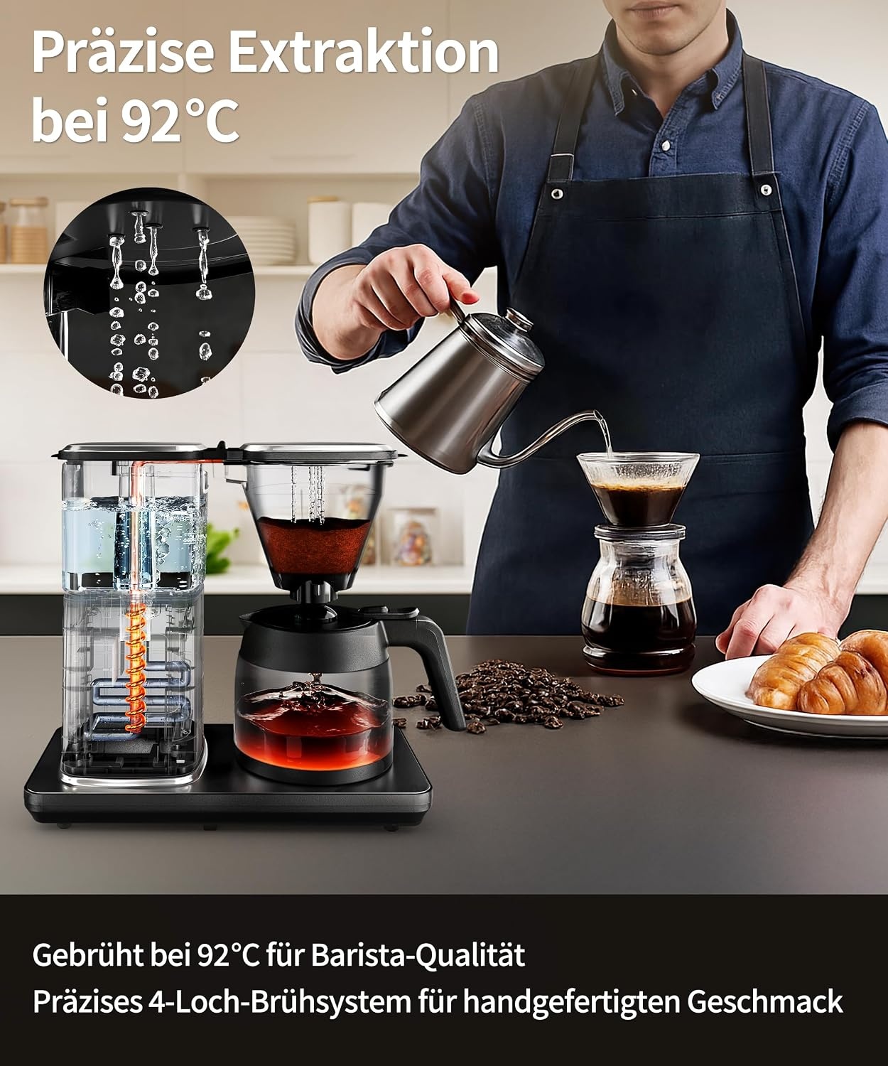 ZACHVO Filterkoffiezetapparaat Zwart - 1,25L - 33% Korting